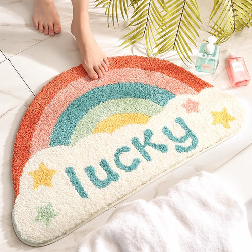 Bathroom non slip floor mat with unique and creative flocking foot pad home bathtub mat